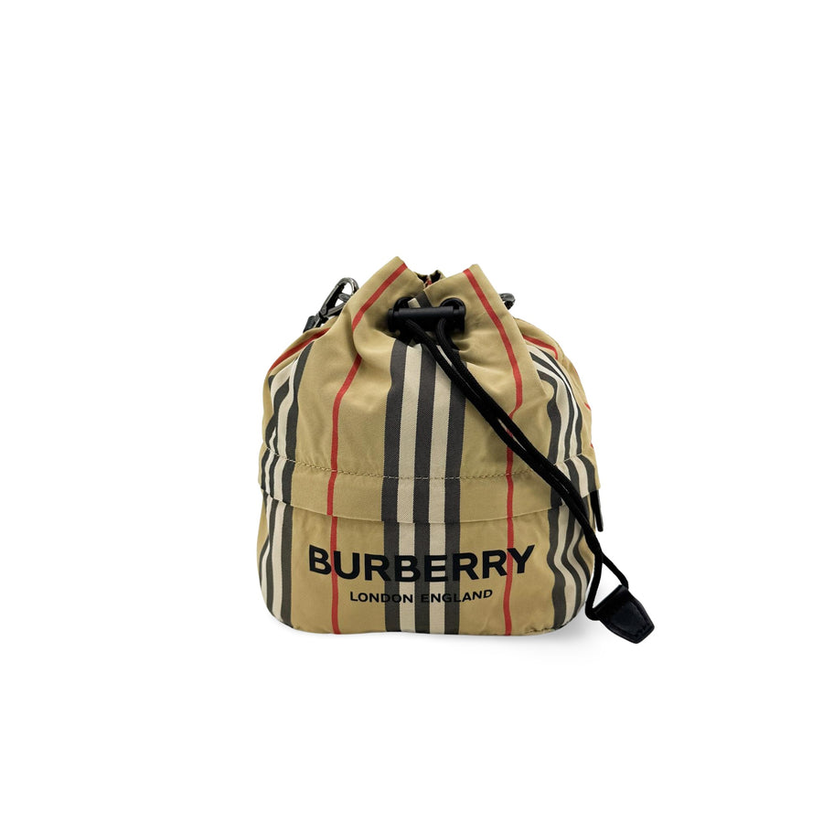 Burberry Phoebe Drawstring Camo Canvas Beige Nylon Bag