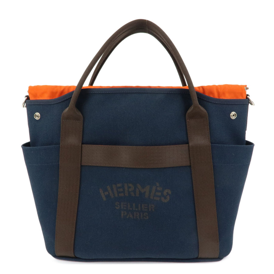 Hermes Sac De Pansage Groom Canvas Navy Bag