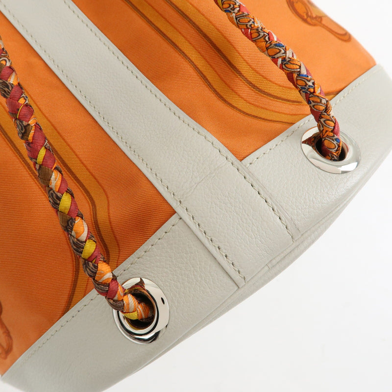 Hermes Soie Cool Printed Silk And Calfskin Orange Bag