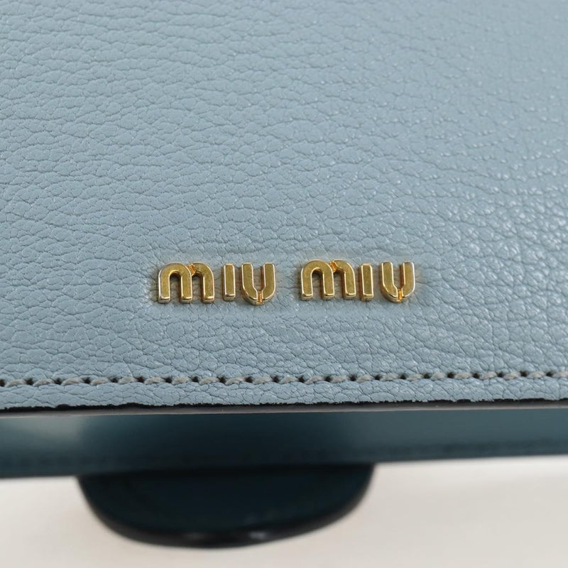 Miu Miu Madras Crystal Buckle Leather Blue Bag