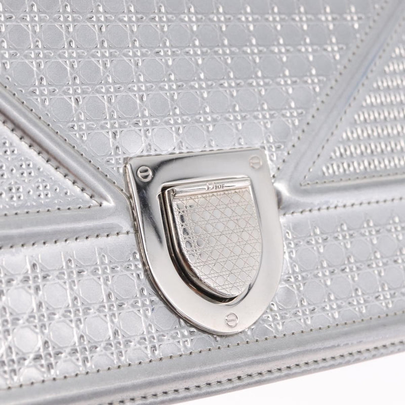 Christian Dior Diorama Flap Patent Silver Patent_leather Bag