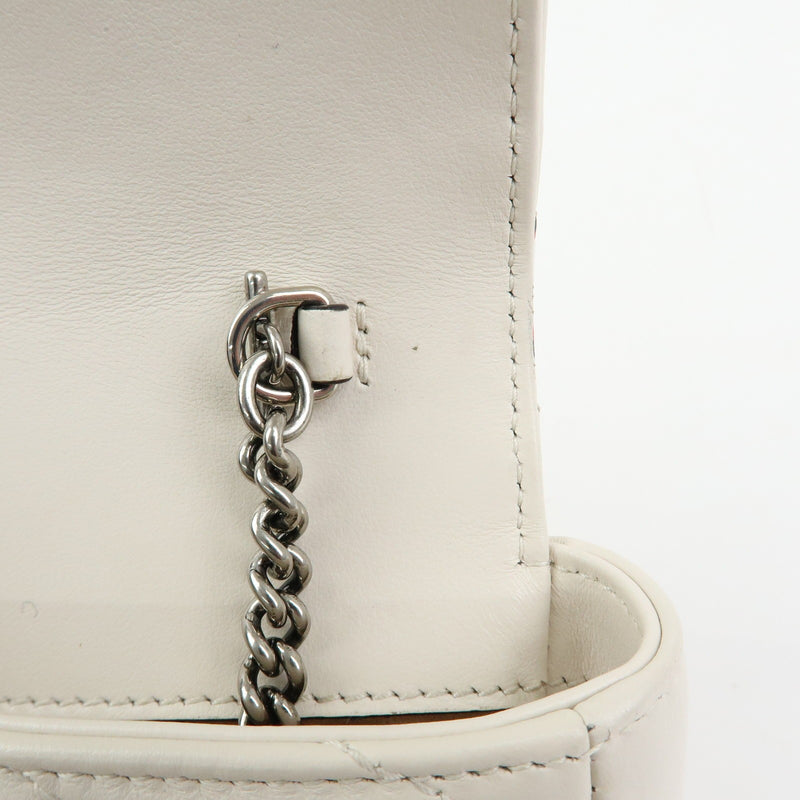 Gucci Gg Marmont Flap Printed Diagonal Quilted Leather White Bag