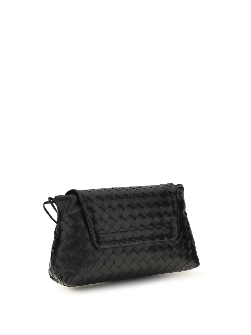 Bottega Veneta Intrecciato Shoulder Bag — Black Calf Leather