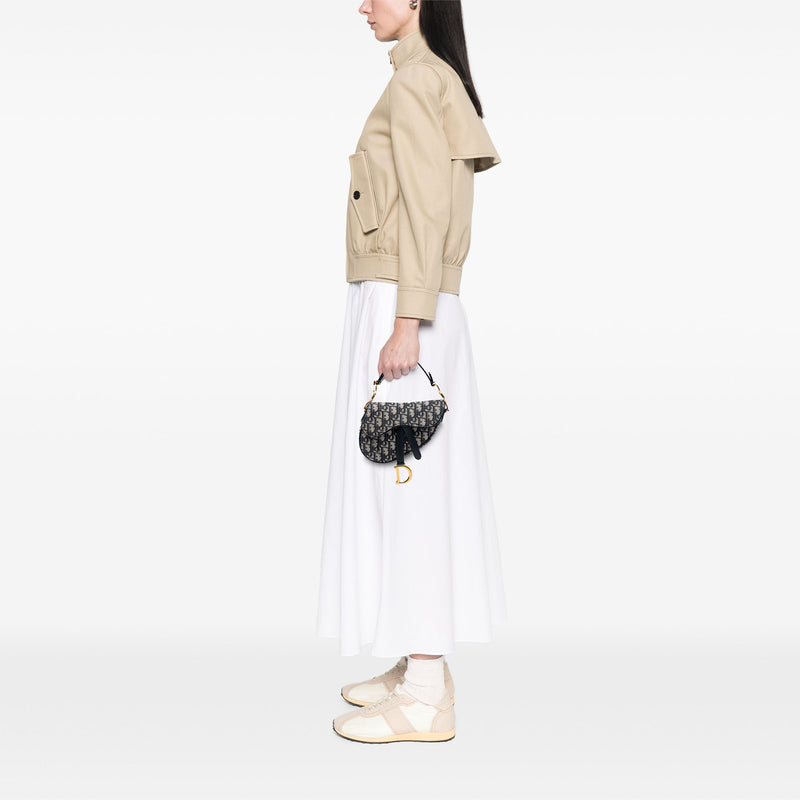 Mini Oblique Canvas Saddle Bag - Image 6