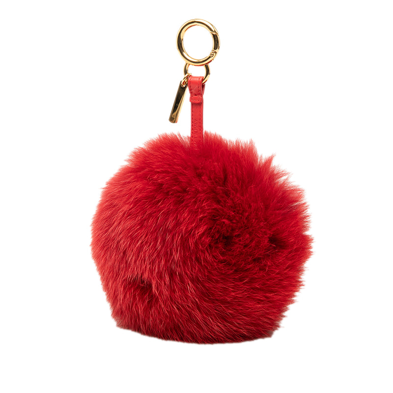 Nappa Shiny Fox Fur Heart Pom Pom Bag Charm - Image 2