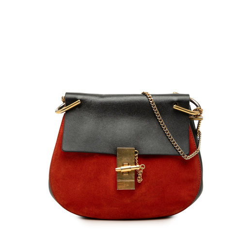 Small Bicolor Suede and Calfskin Drew Crossbody - Image 1