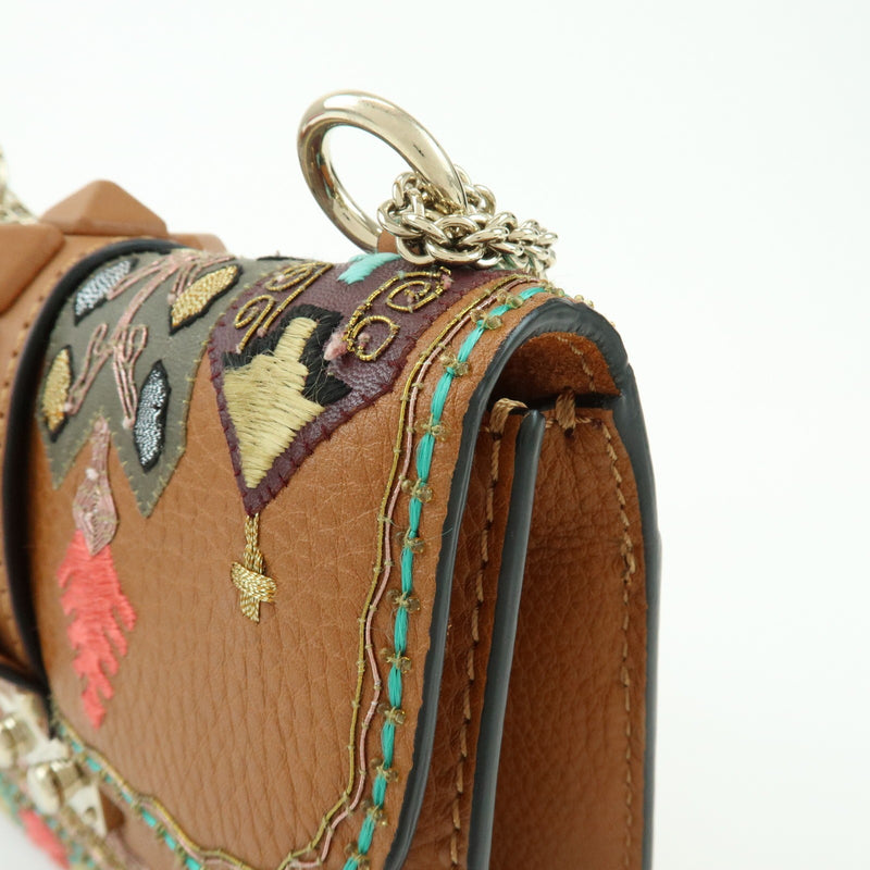 Valentino Garavani Glam Lock Leather Brown Bag