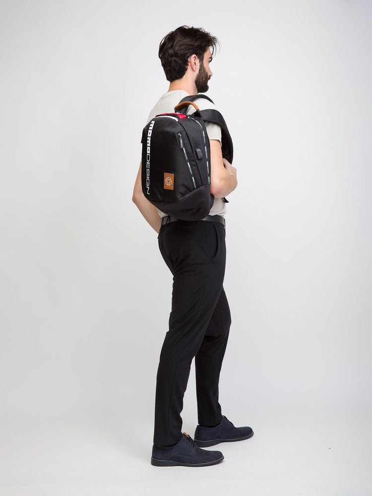 Momo Design Nylon With Leather Accents Backpack — Black
