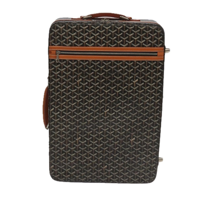 Goyard Bourget Trolley Rolling Luggage Coated Canvas Brown Pvc Bag