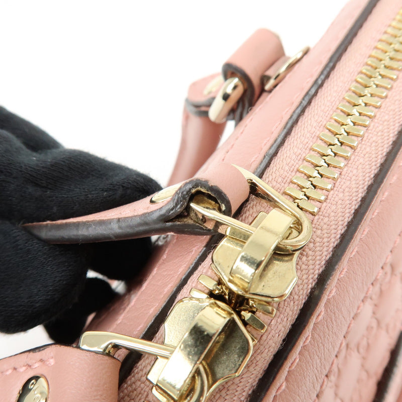 Gucci Gg Charm Convertible Dome Satchel Guccissima Leather Pink