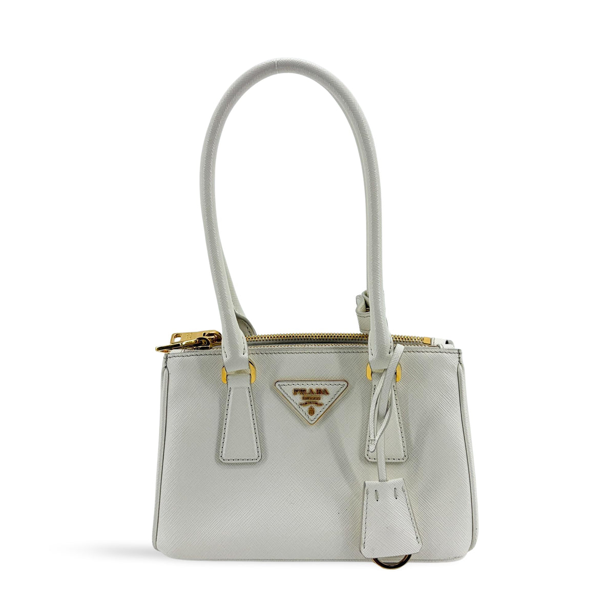 Prada Galleria Double Zip Saffiano Leather White Bag