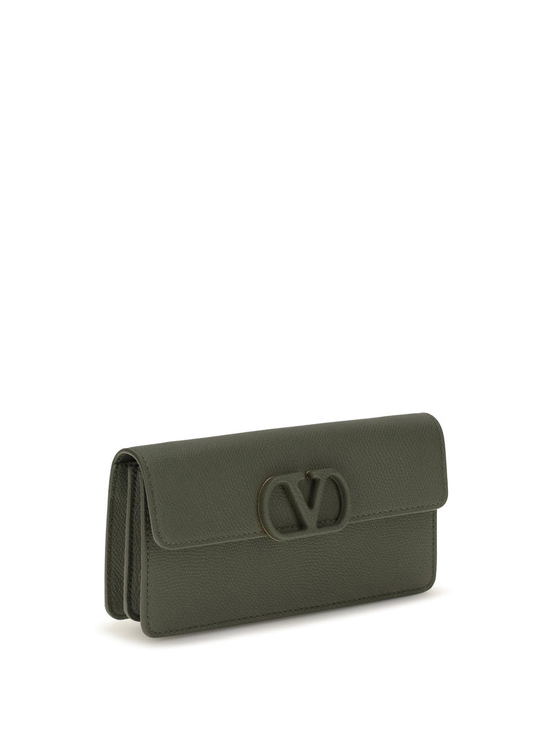 Valentino Garavani Vlogo Wallet — Green Calf Leather Bos Taurus