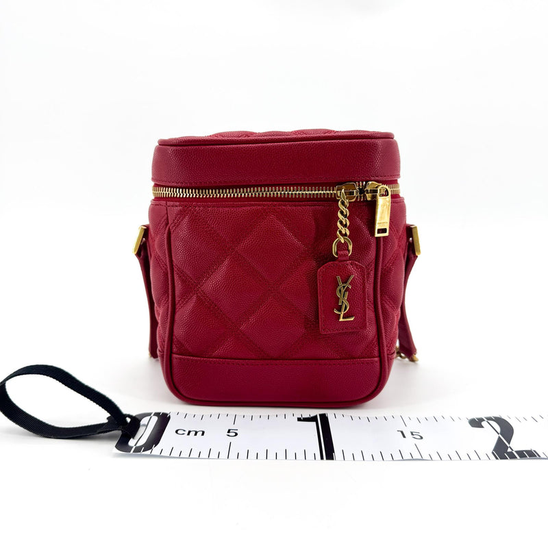 Saint Laurent 80s Vanity Quilted Leather Red Bag