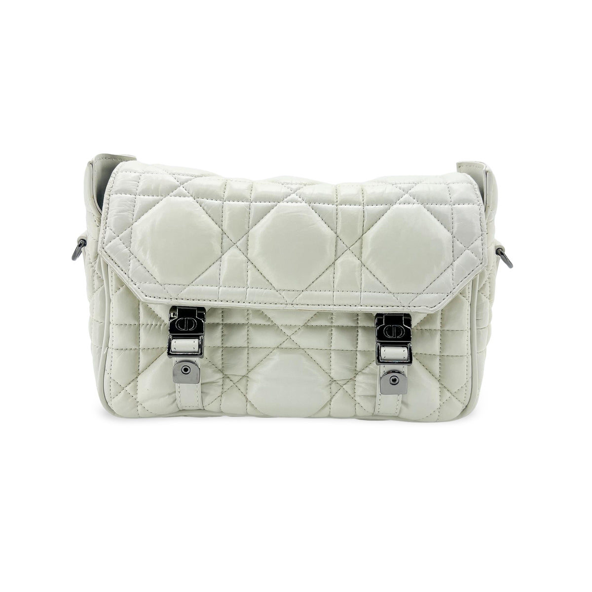 Christian Dior Diorcamp Messenger Padded Macrocannage Quilt Calfskin White Leather