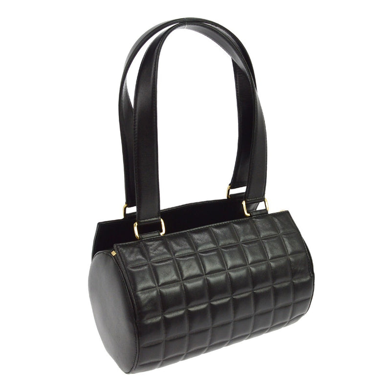 Chanel Chocolate Bar Barrel Quilted Leather Black Bag