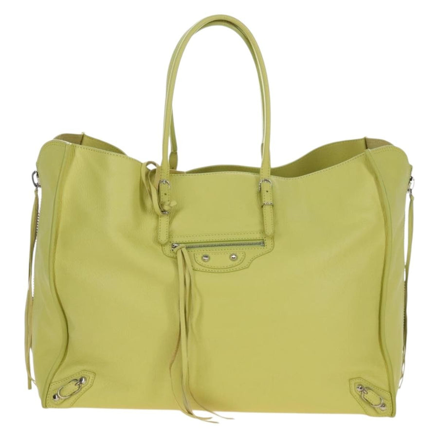 Balenciaga Papier A4 Zip Around Classic Studs Leather Yellow Bag