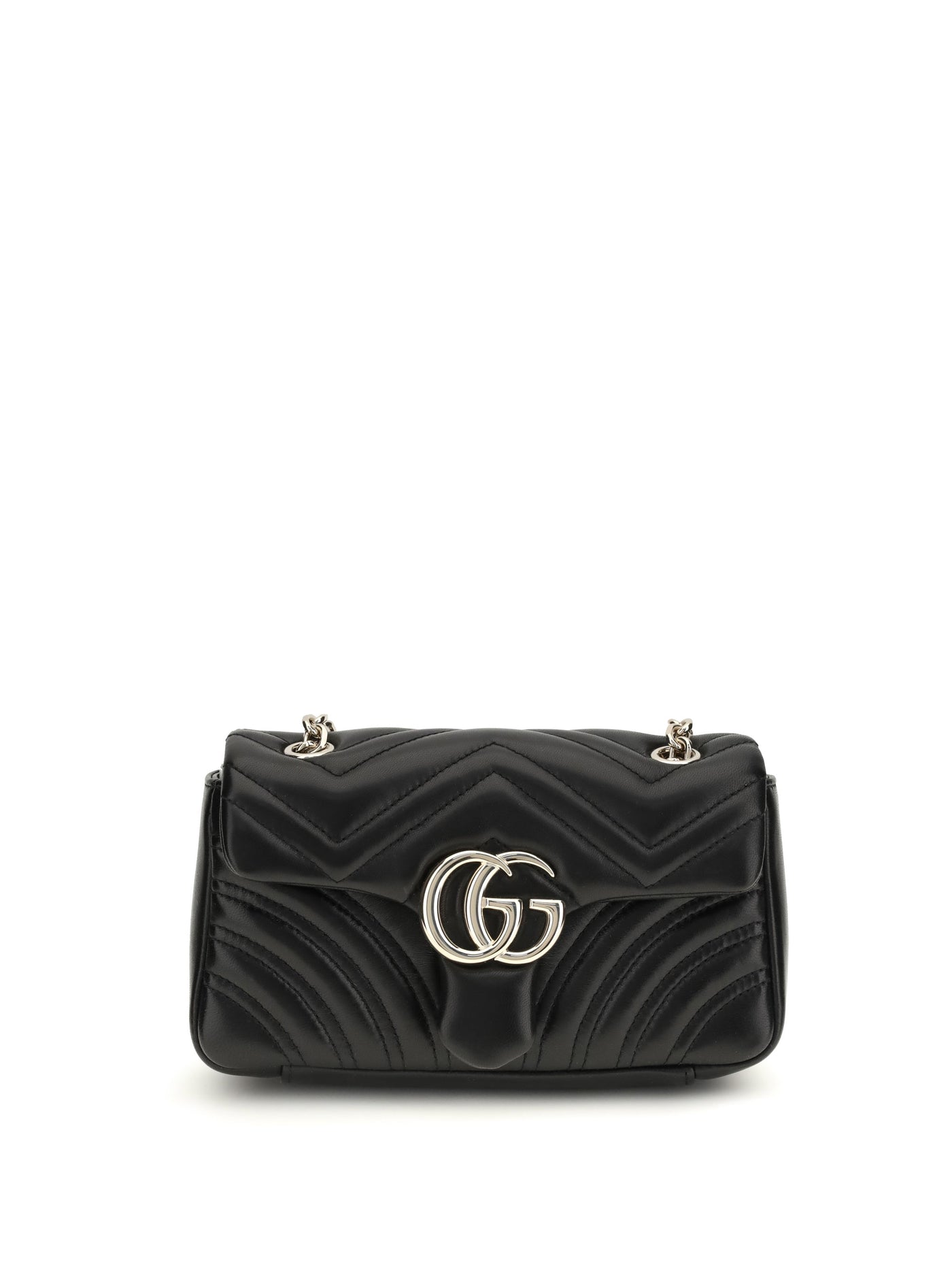 Gucci Chevron Quilted Shoulder Bag — Black Lamb Ovis Aries