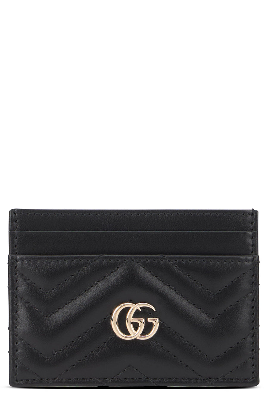 Gucci Gg Marmont Card Case — Black Calf Skin Cases
