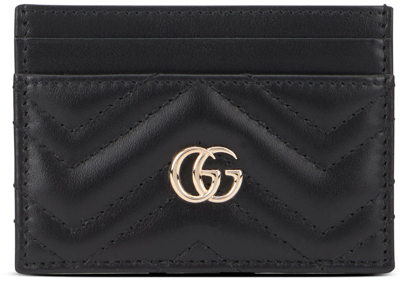 Gucci Gg Marmont Card Case — Black Calf Skin Cases