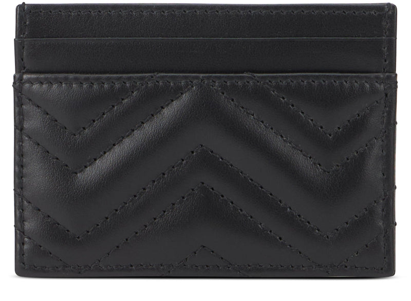 Gucci Gg Marmont Card Case — Black Calf Skin Cases