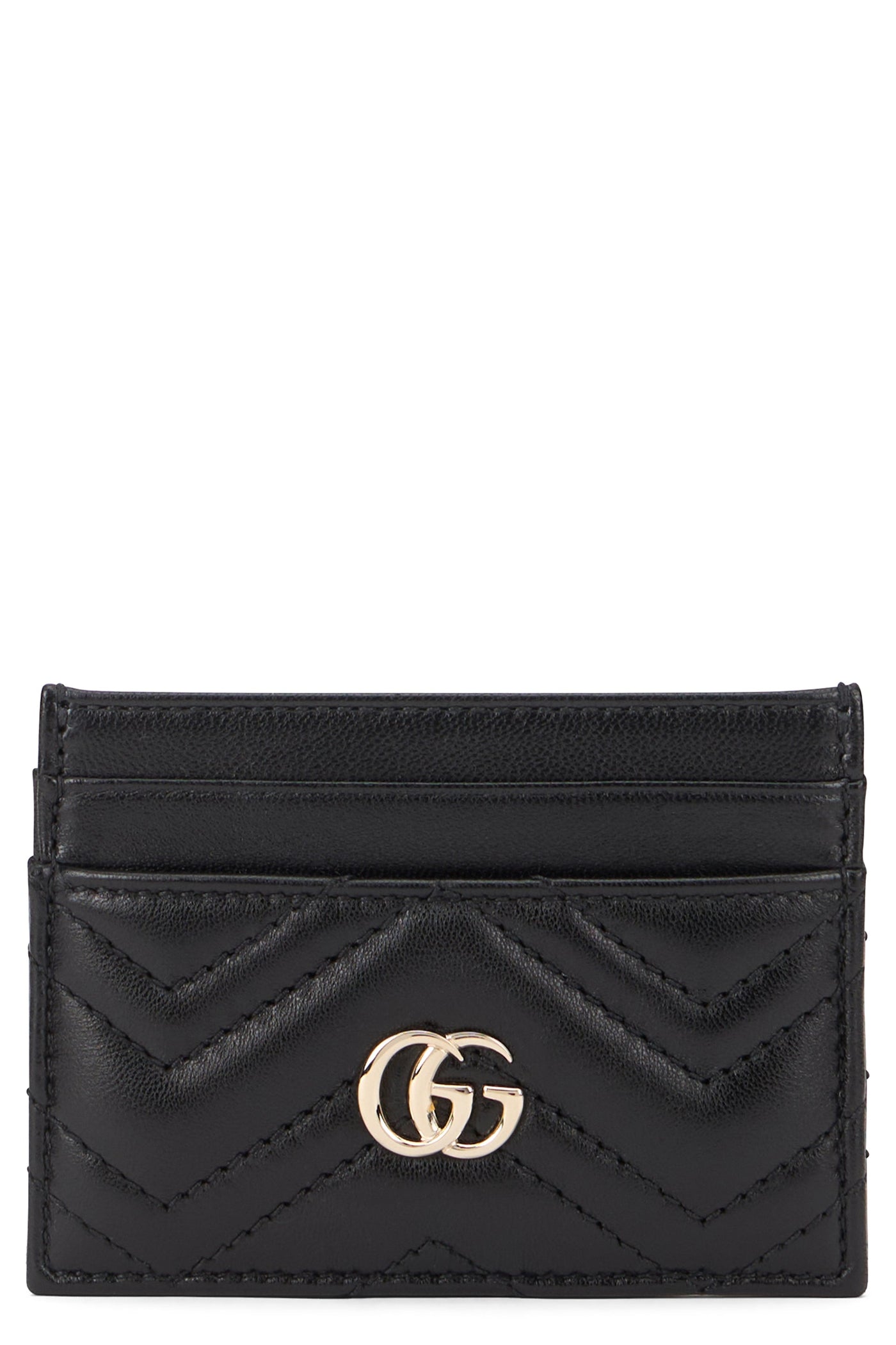 Gucci Gg Marmont Card Case — Black Calf Skin Wallets & Purses
