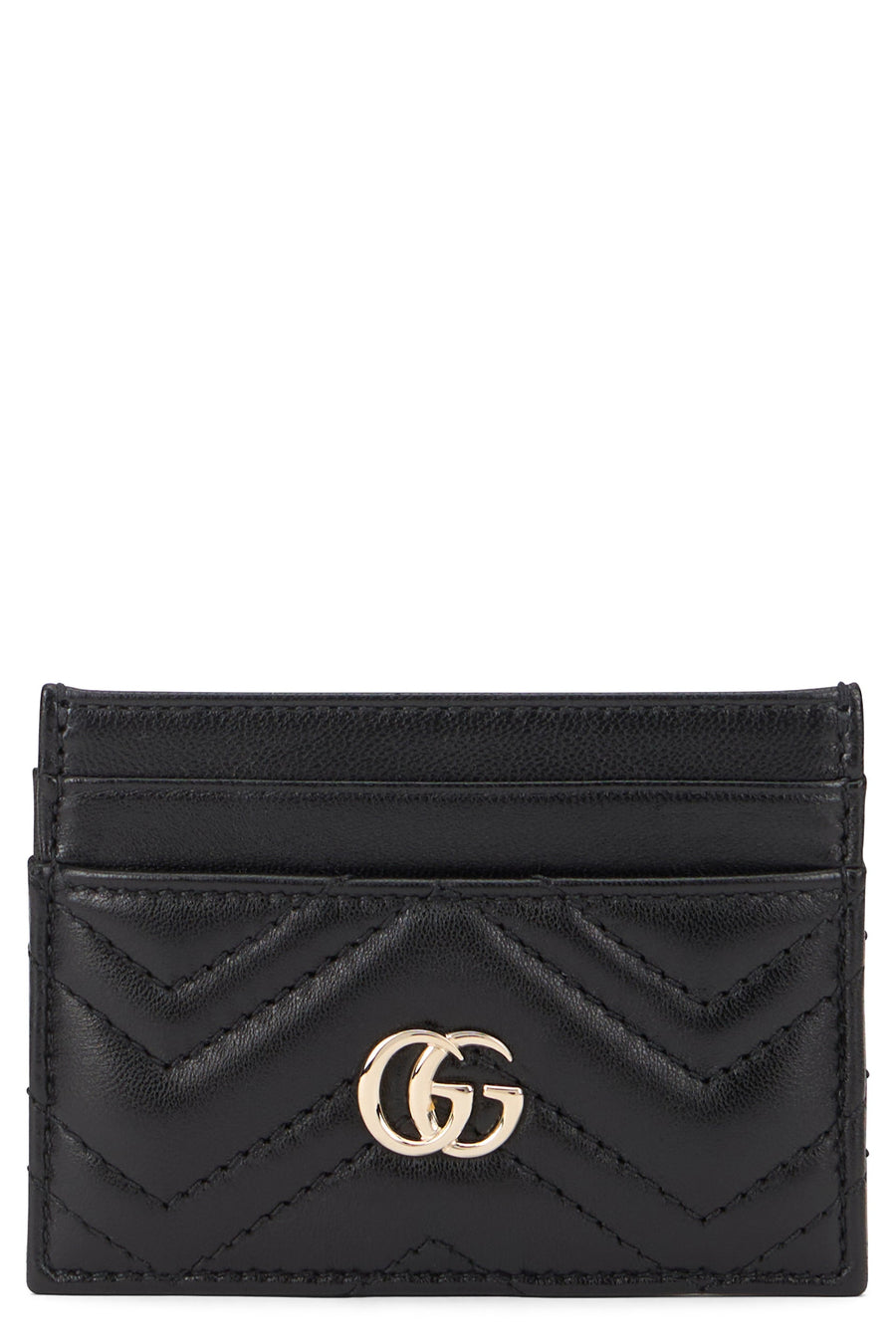 Gucci Gg Marmont Card Case — Black Calf Skin Wallets & Purses