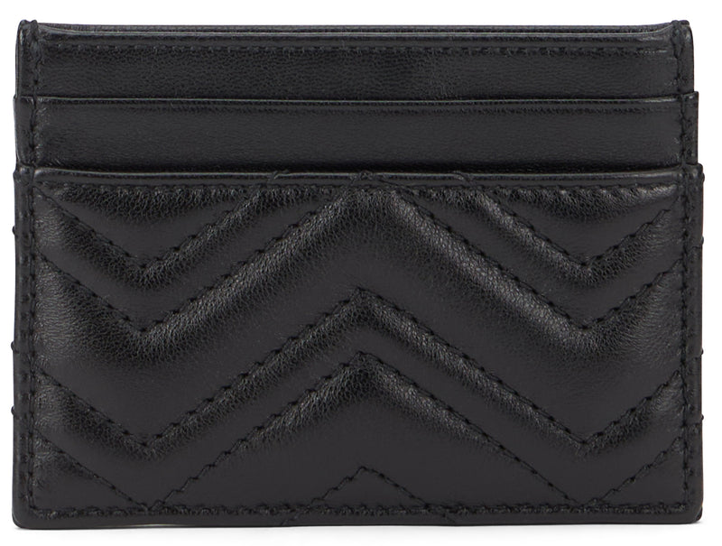 Gucci Gg Marmont Card Case — Black Calf Skin Wallets & Purses