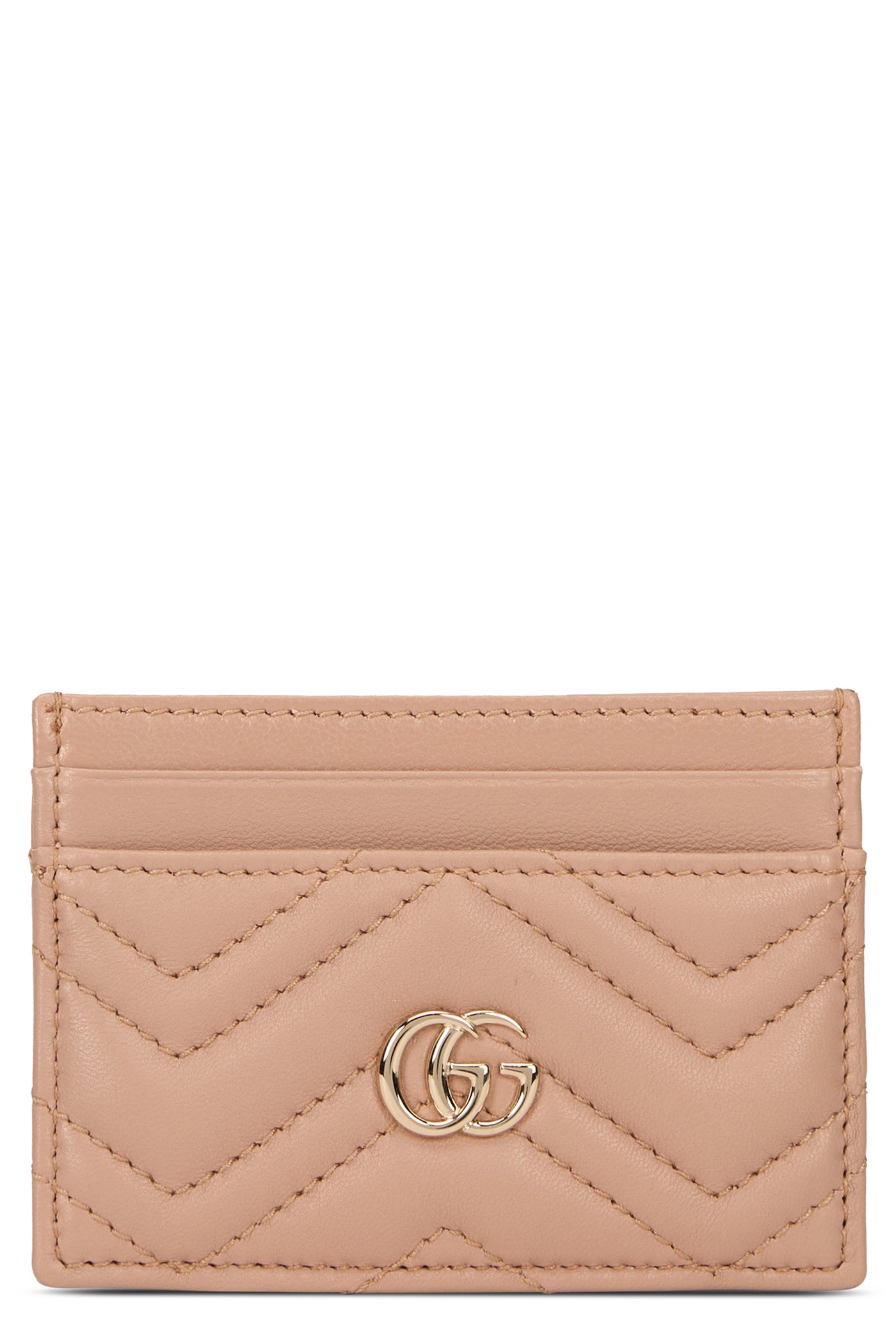 Gucci Quilted Calfskin Card Case — Beige Calf Skin Wallets & Purses