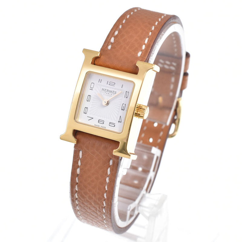 Hermes Heure H Quartz Plated Metal And Leather Watches