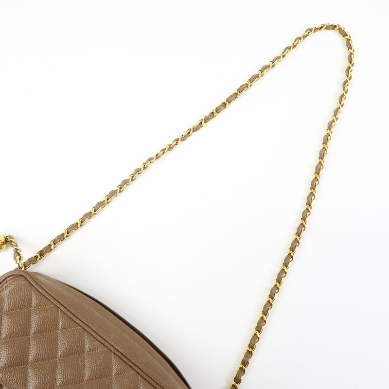 Chanel Vintage Front Pocket Camera Quilted Caviar Brown Leather Bag