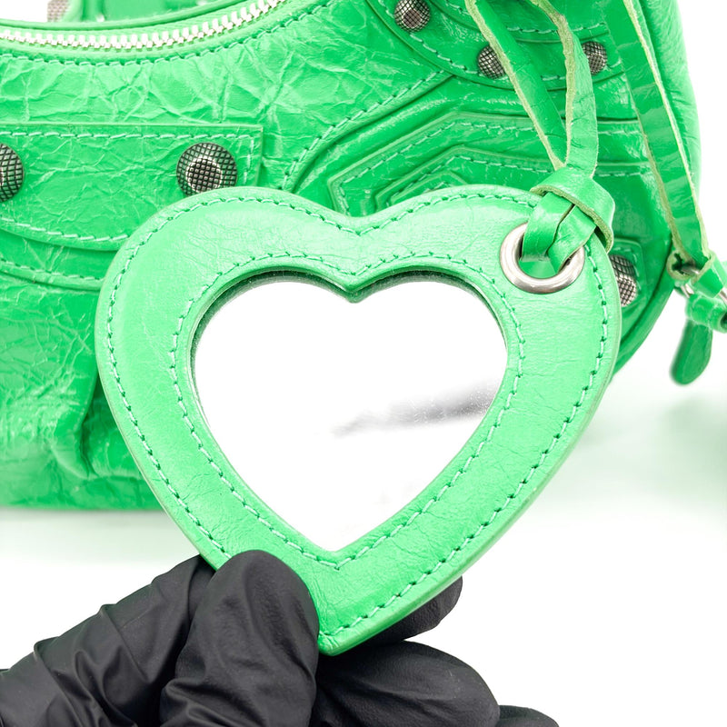 Balenciaga Le Cagole Giant Spikes Leather Green Bag