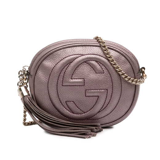 Mini Metallic Pebbled Calfskin Soho Chain Crossbody - Image 1