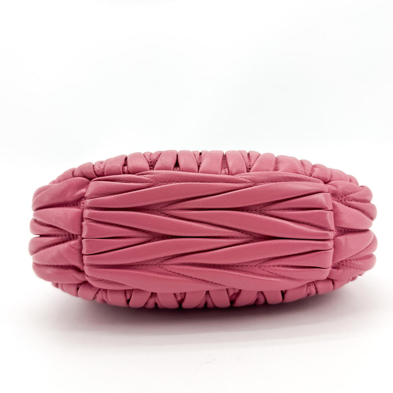 Miu Miu Wander Hobo Matelasse Satin Pink Leather