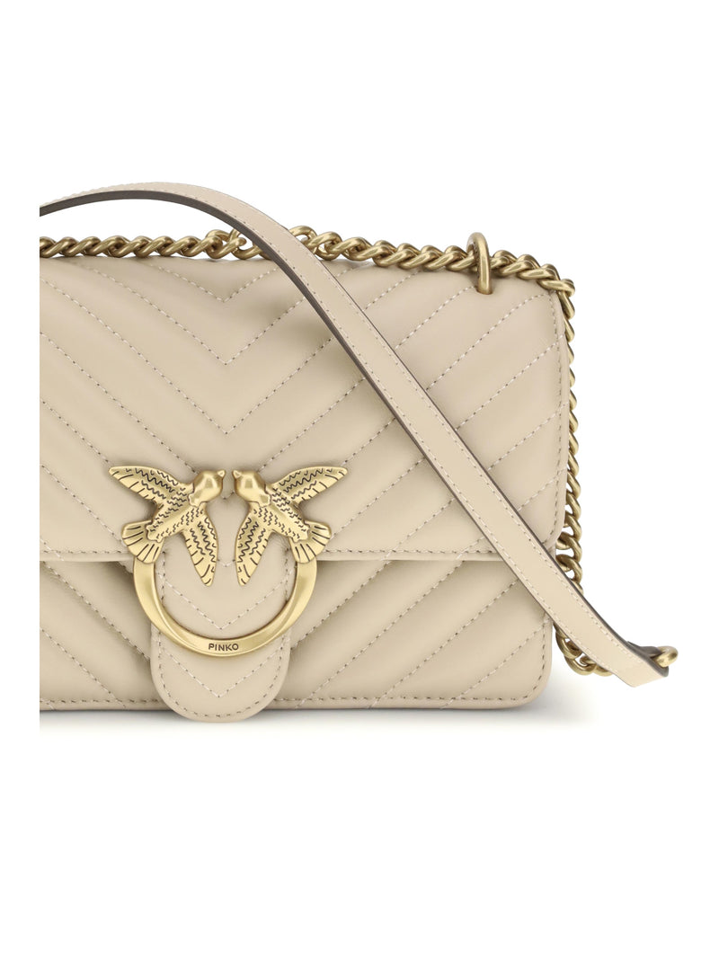 Pinko Love Shoulder Bag — Beige Calf Leather (bos Taurus)