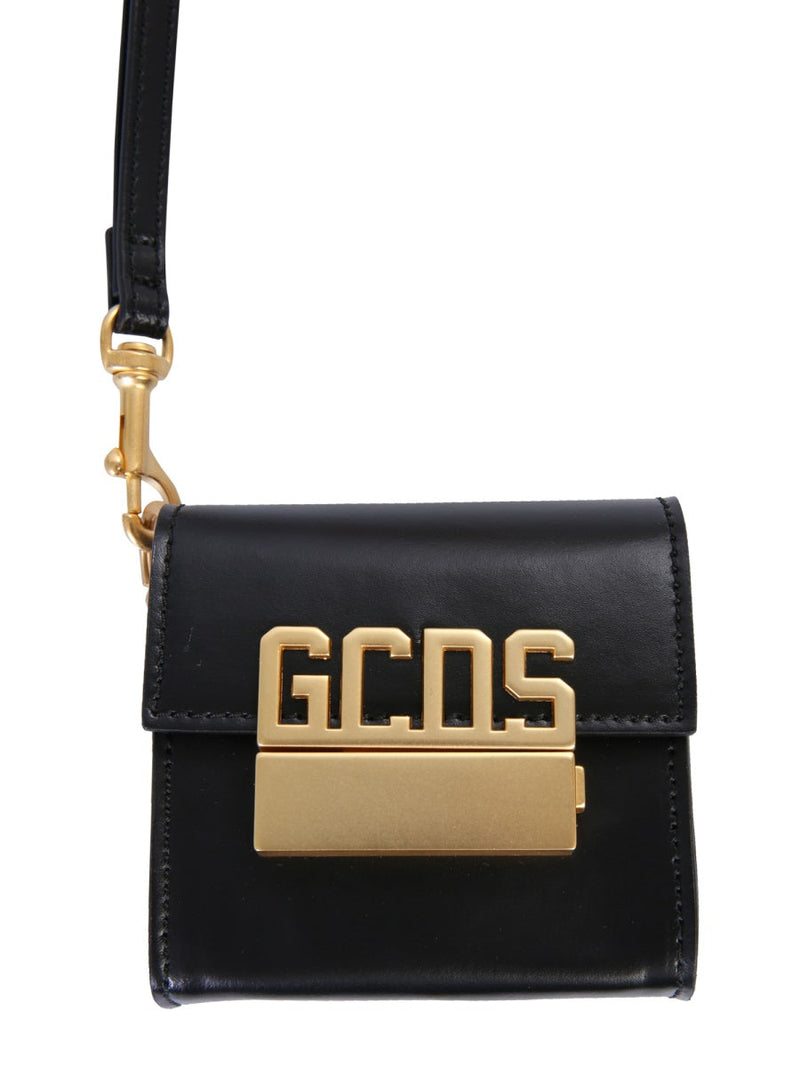 Gcds Logo-Detailed Shoulder Bag — Black Leather