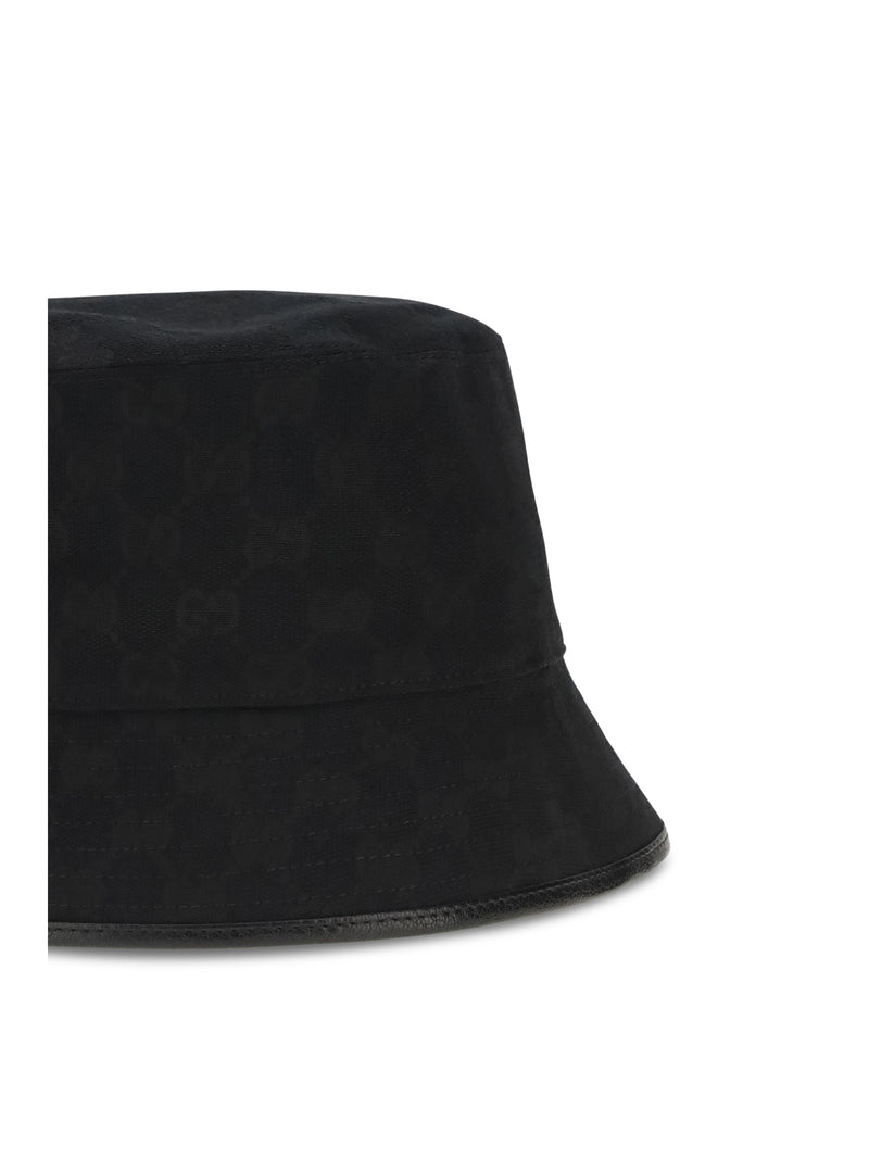 Gucci 8757404hbjs Gg Canvas Bucket Hat — Black Polyester