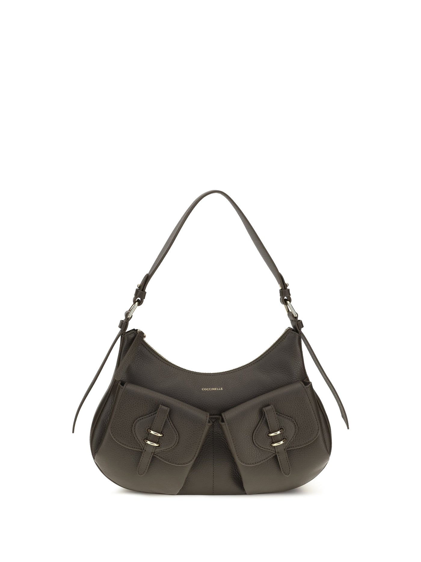 Coccinelle Boheme Shoulder Bag — Gray Calf Leather