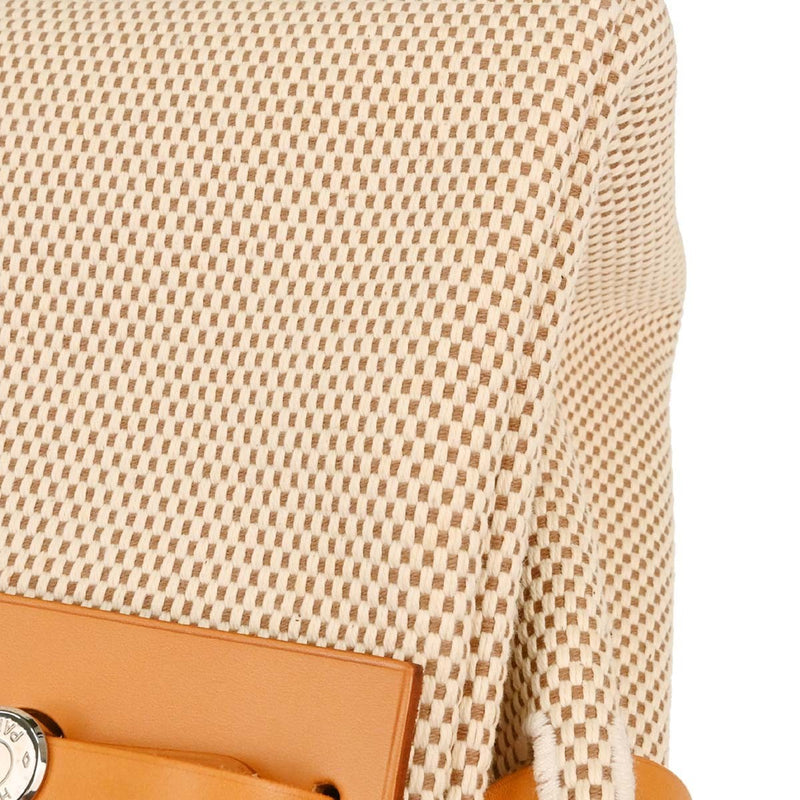 Hermes Herbag Cabas Toile And Leather Beige Canvas Bag
