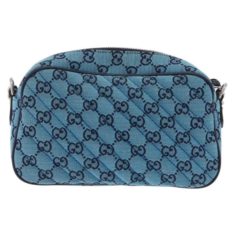 Gucci Gg Marmont Multicolor Diagonal Quilted Canvas Blue Bag