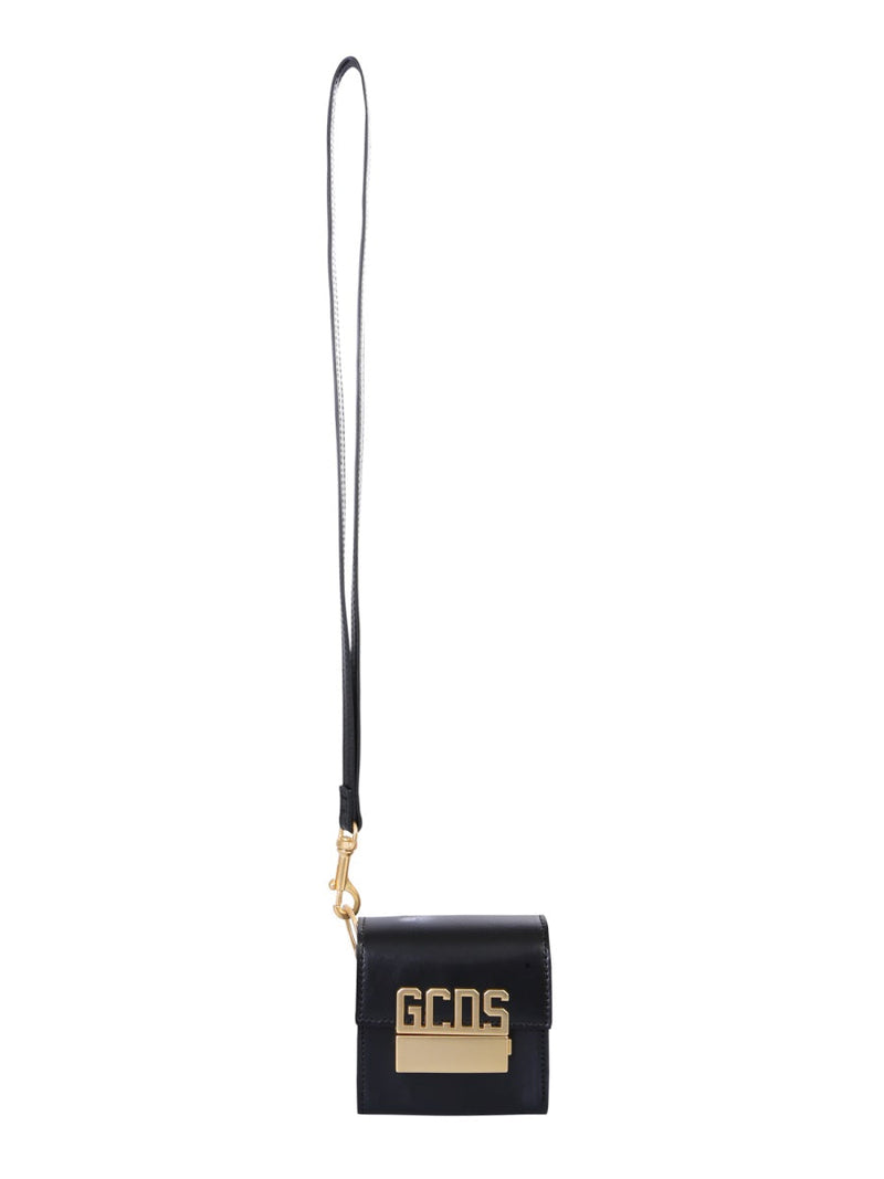 Gcds Logo-Detailed Shoulder Bag — Black Leather