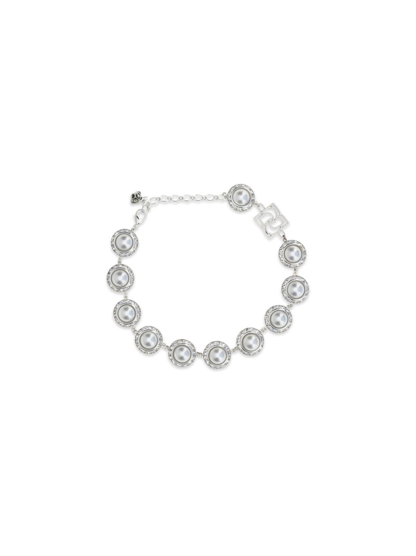 Magda Butrym Pearl And Crystal Necklace — Silver Metal Necklaces