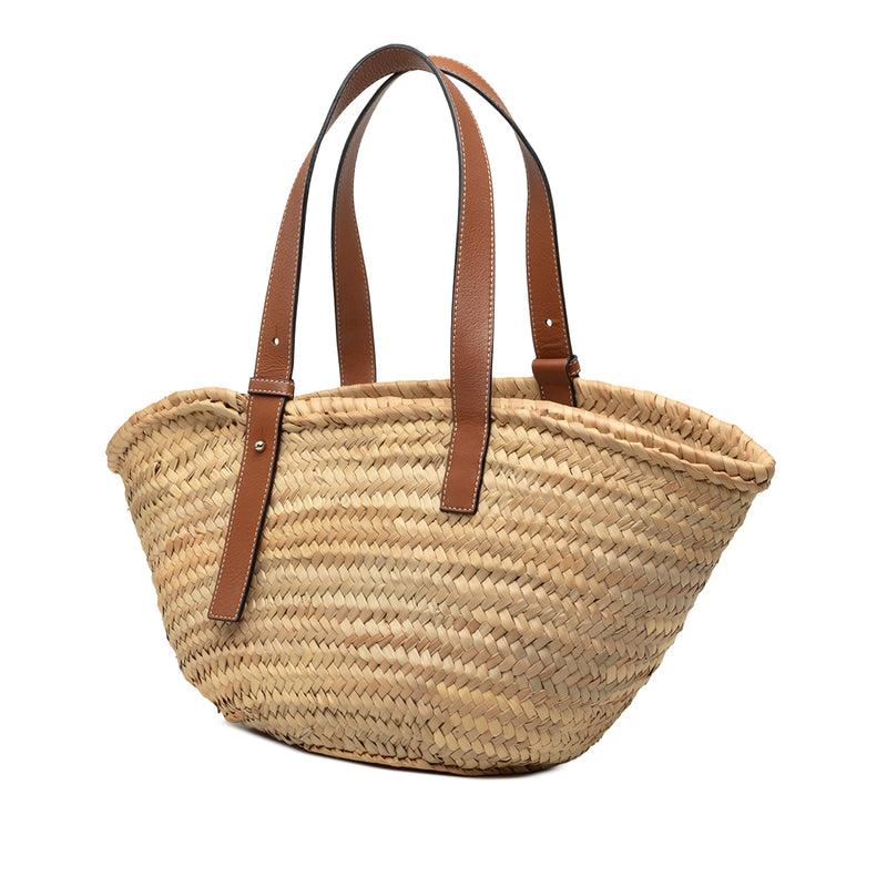 Medium Raffia Anagram Basket Tote - Image 2