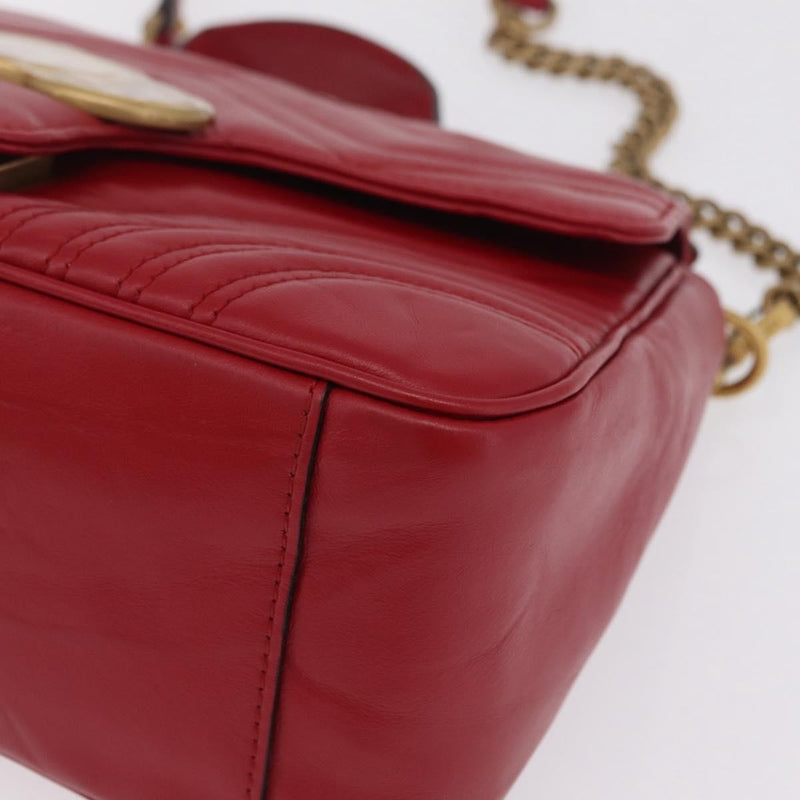 Gucci Gg Marmont Top Handle Matelasse Leather Red Bag