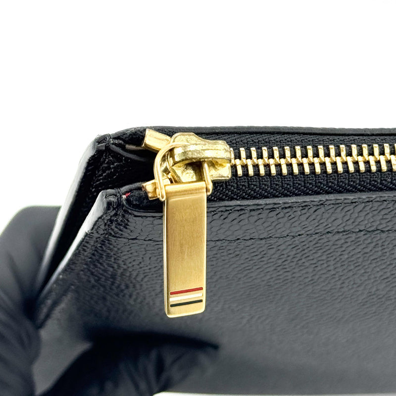 Thom Browne Zip Document Holder Leather With Applique Black Bag