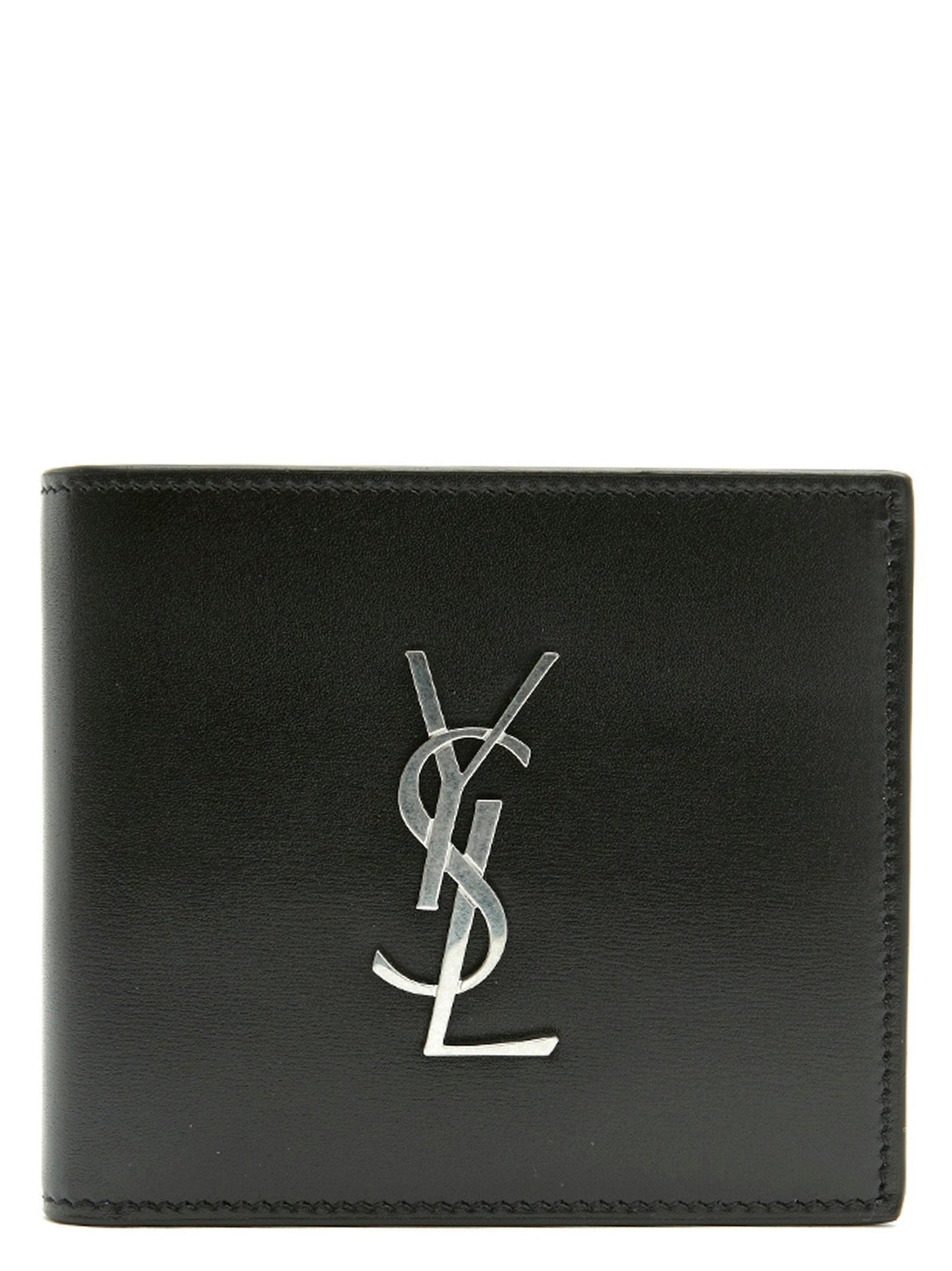 Saint Laurent Logo-Embossed Leather Wallet — Black
