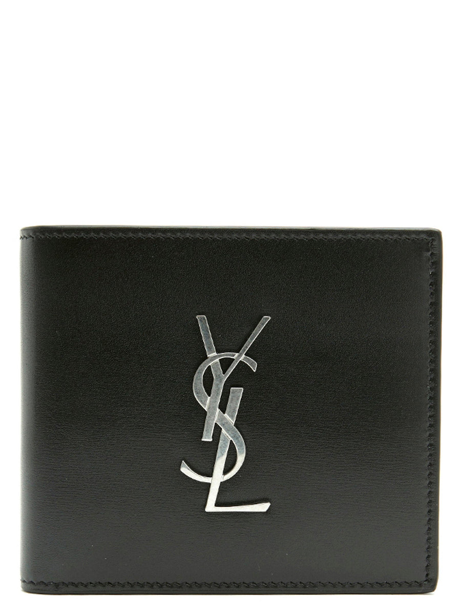 Saint Laurent Logo-Embossed Leather Wallet — Black