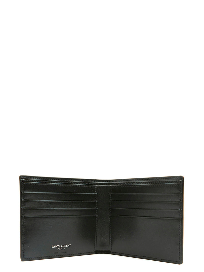 Saint Laurent Logo-Embossed Leather Wallet — Black