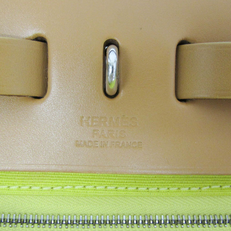 Hermes Herbag Zip Verso Leather And Toile Yellow Canvas Bag