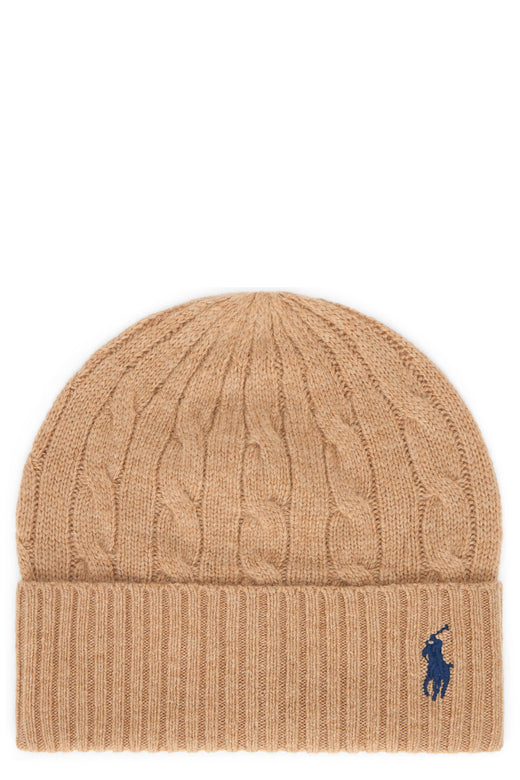 Polo Ralph Lauren 455981442 Cable-Knit Wool Beanie — Beige Beanies
