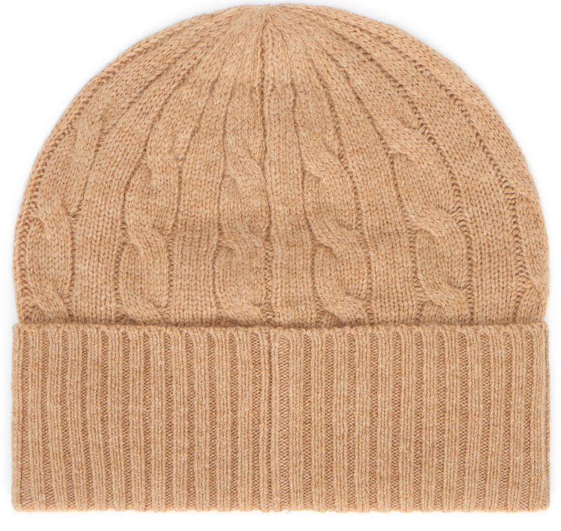 Polo Ralph Lauren 455981442 Cable-Knit Wool Beanie — Beige Beanies